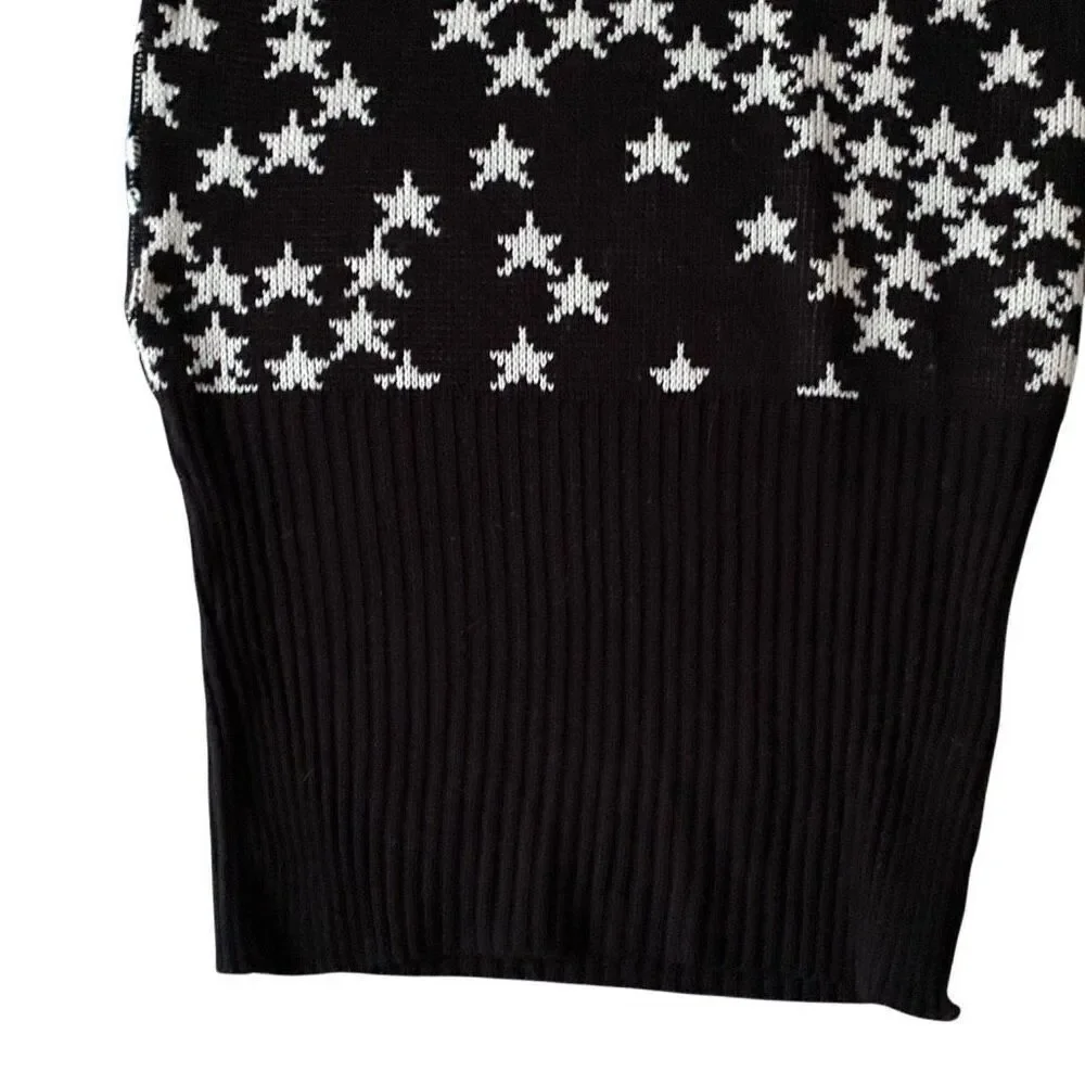 Vintage VTG 1980s Dressy Tessy New Wave Stars Pattern Sweater Dress S Granny